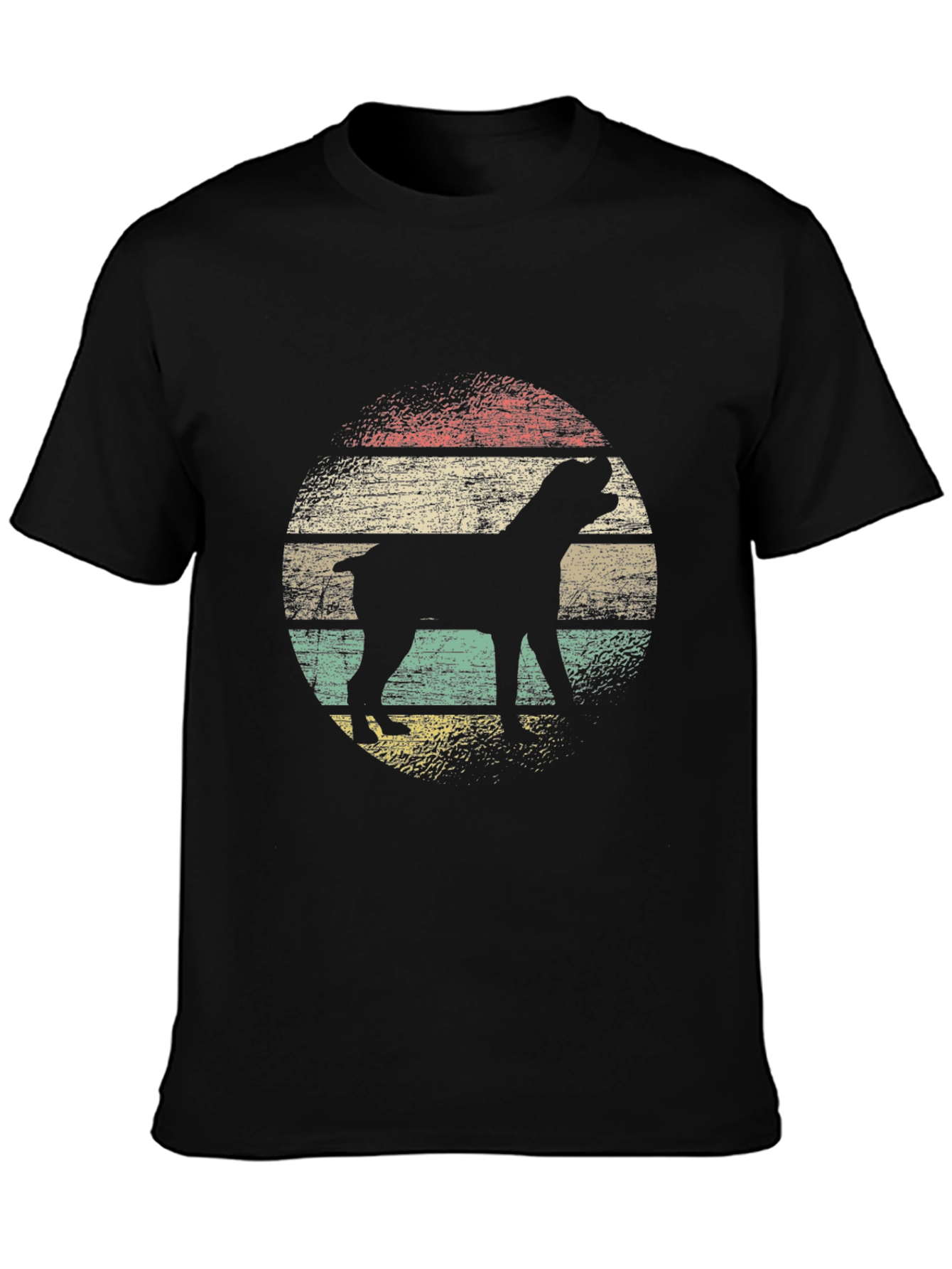 Camiseta Negra Retro con Silueta de Perro