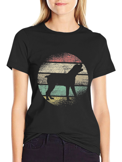Camiseta Negra Retro con Silueta de Perro