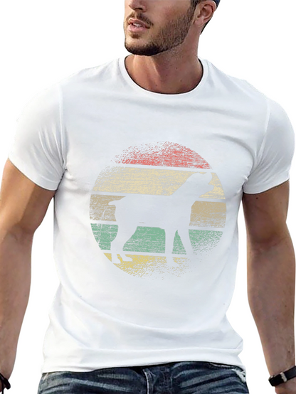 Camiseta Negra Retro con Silueta de Perro