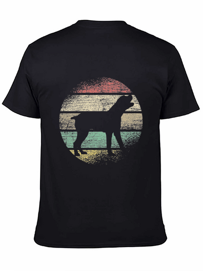Camiseta Negra Retro con Silueta de Perro