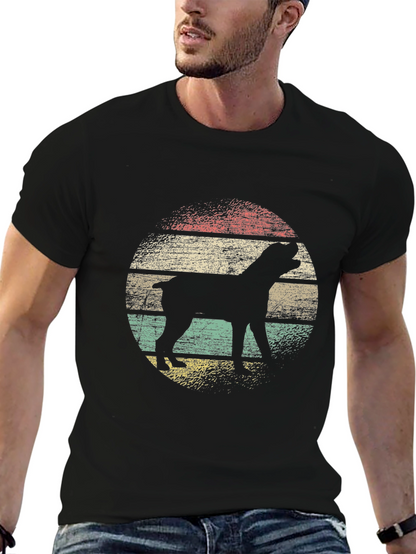 Camiseta Negra Retro con Silueta de Perro
