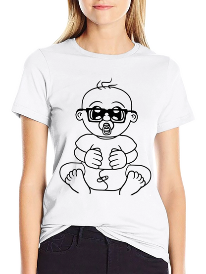 Camiseta Negra con Dibujo de Bebé Inteligente