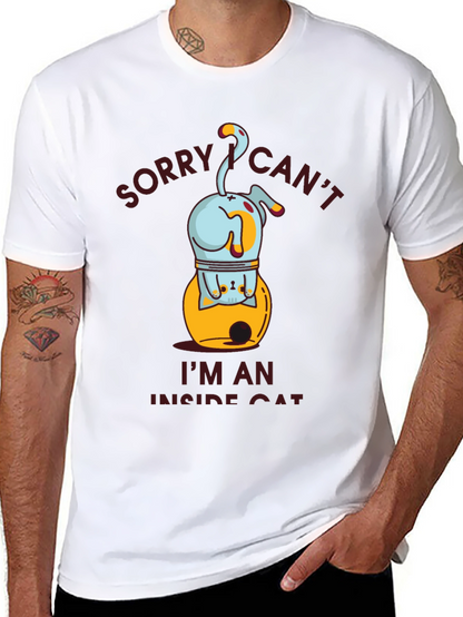 Camiseta Hombre Gato Interior Negra