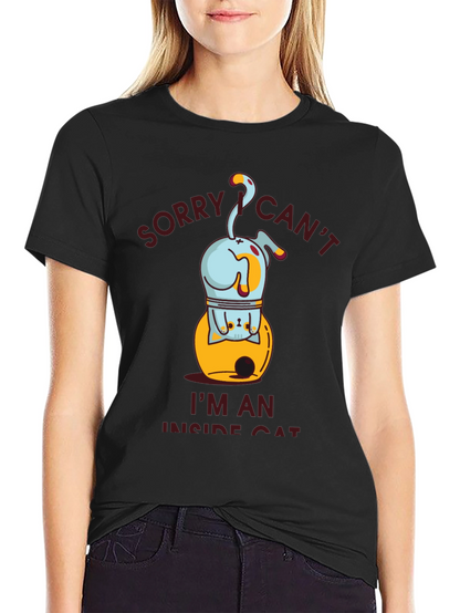 Camiseta Hombre Gato Interior Negra