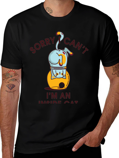 Camiseta Hombre Gato Interior Negra