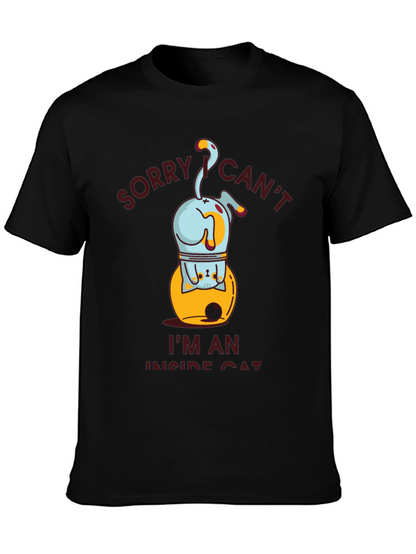 Camiseta Hombre Gato Interior Negra