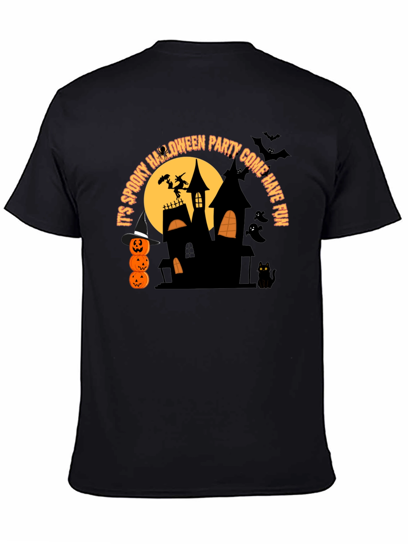 Camiseta Negra de Fiesta de Halloween Espeluznante