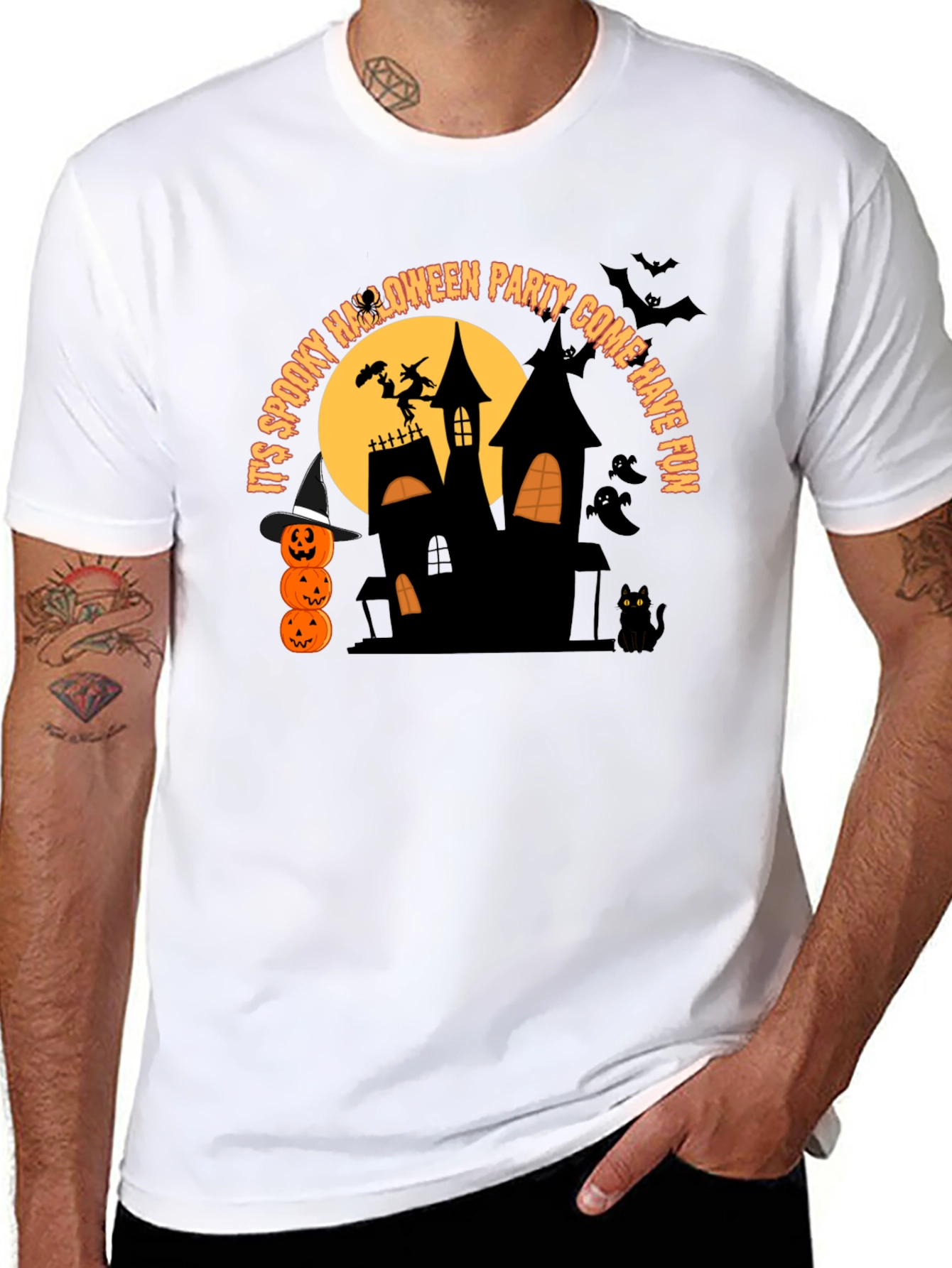 Camiseta Negra de Fiesta de Halloween Espeluznante