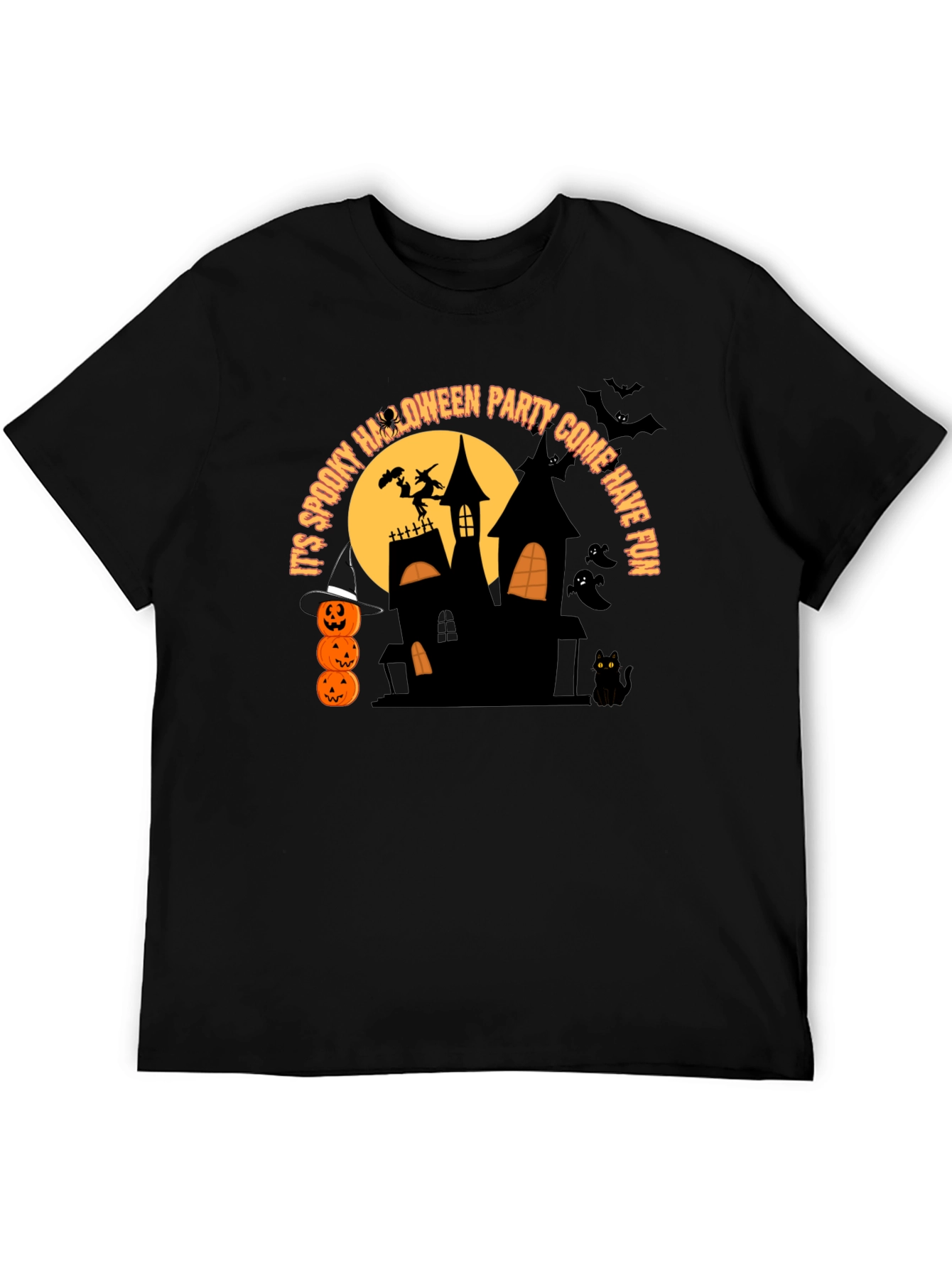 Camiseta Negra de Fiesta de Halloween Espeluznante