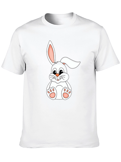 Camiseta Negra con Conejo Blanco