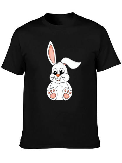Camiseta Negra con Conejo Blanco