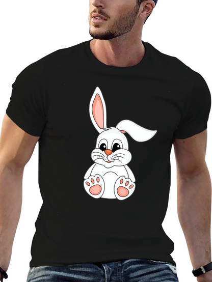 Camiseta Negra con Conejo Blanco