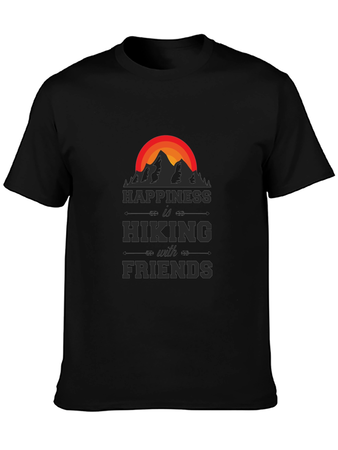 Camiseta Negra Happiness is Hiking with Friends