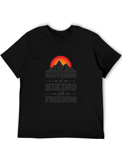 Camiseta Negra Happiness is Hiking with Friends