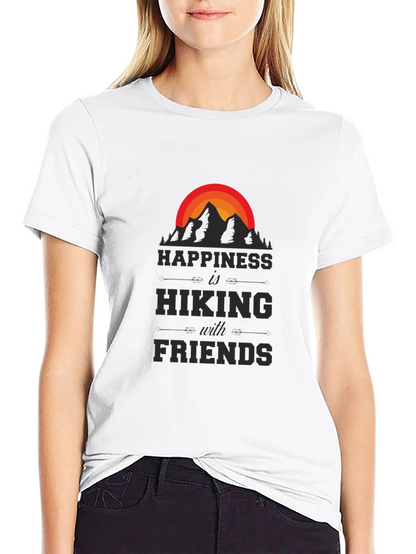Camiseta Negra Happiness is Hiking with Friends