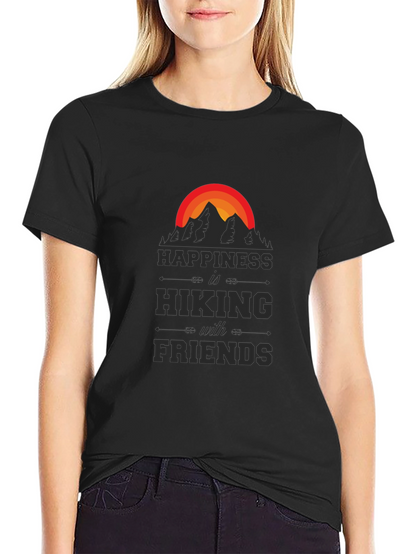 Camiseta Negra Happiness is Hiking with Friends