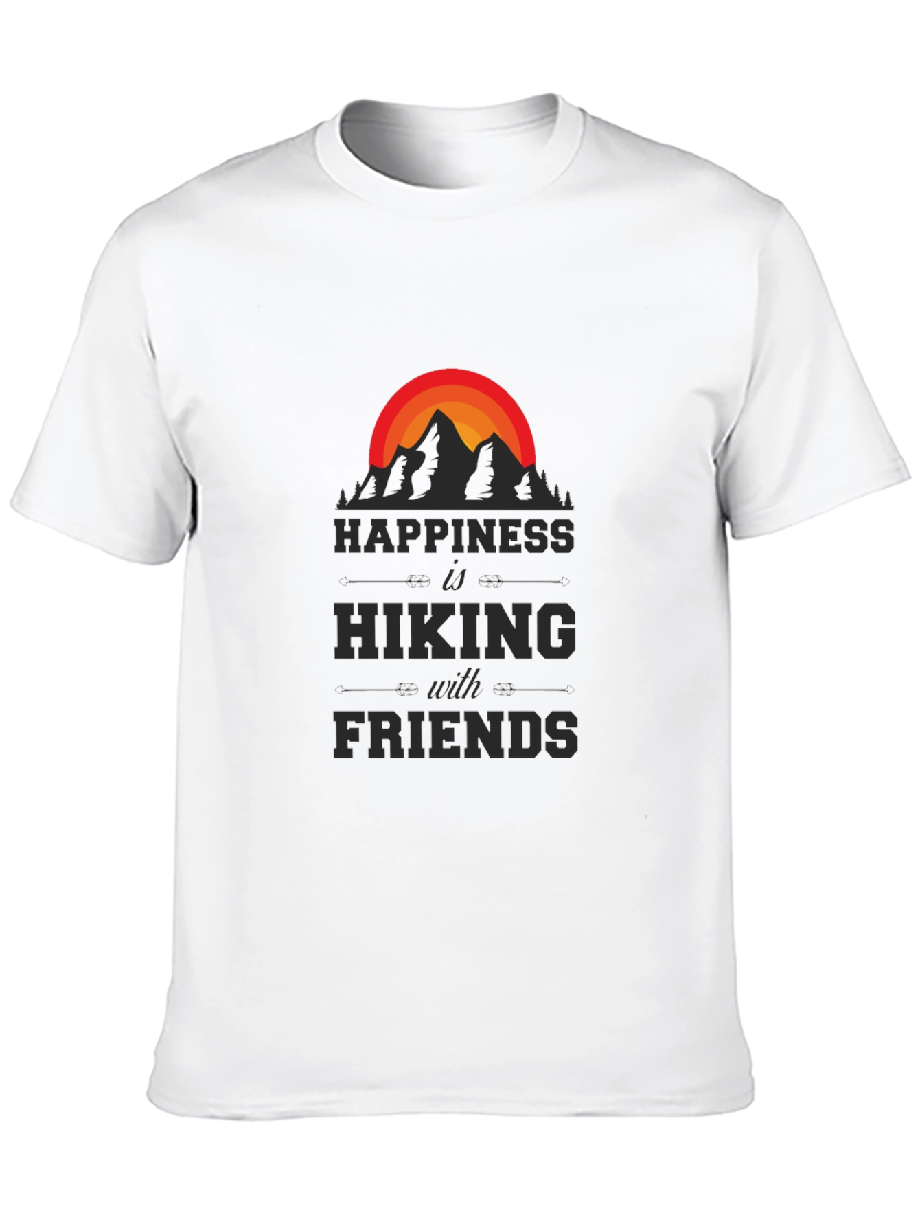 Camiseta Negra Happiness is Hiking with Friends