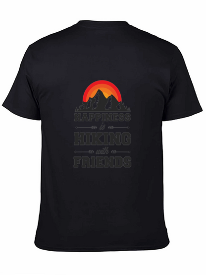Camiseta Negra Happiness is Hiking with Friends