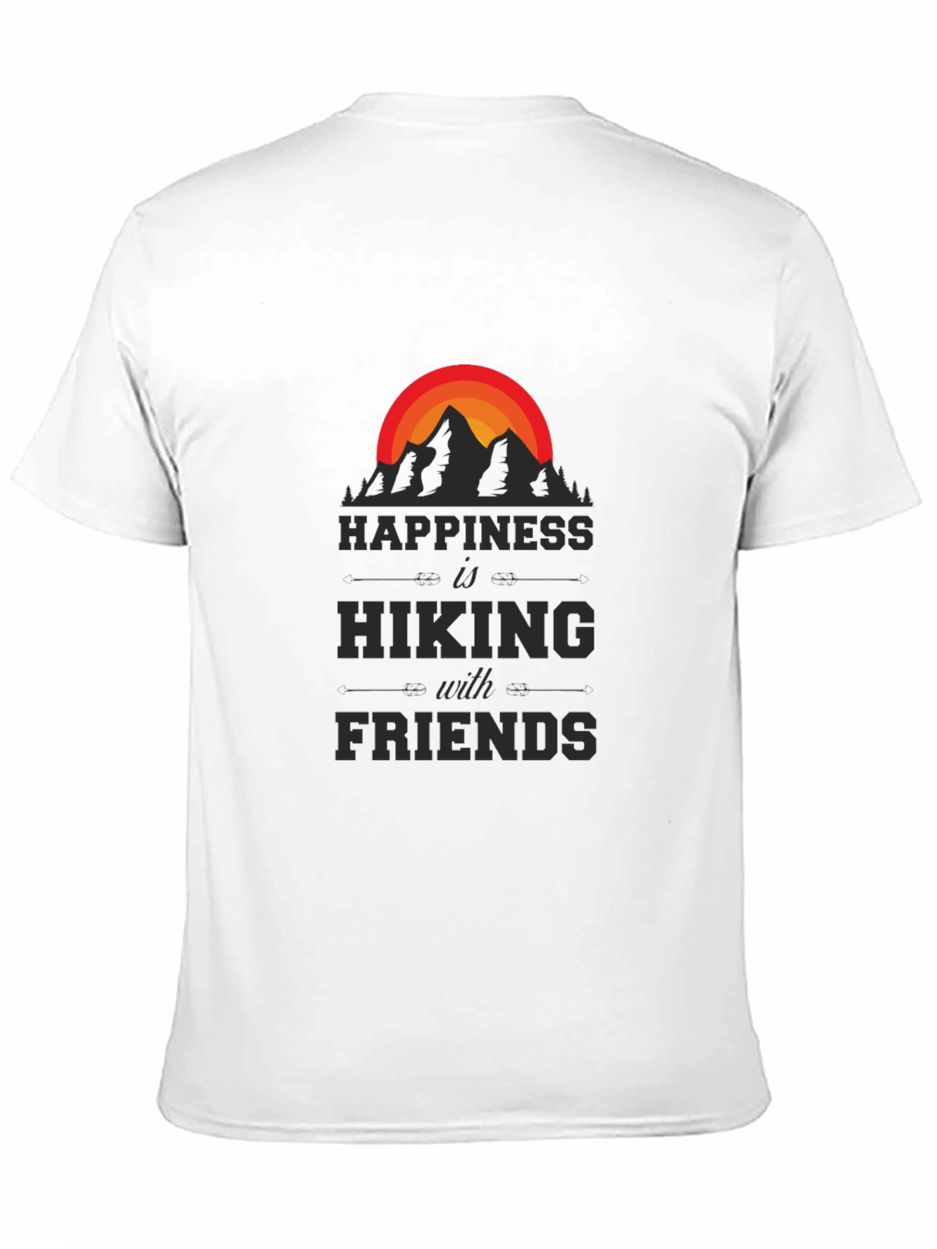 Camiseta Negra Happiness is Hiking with Friends