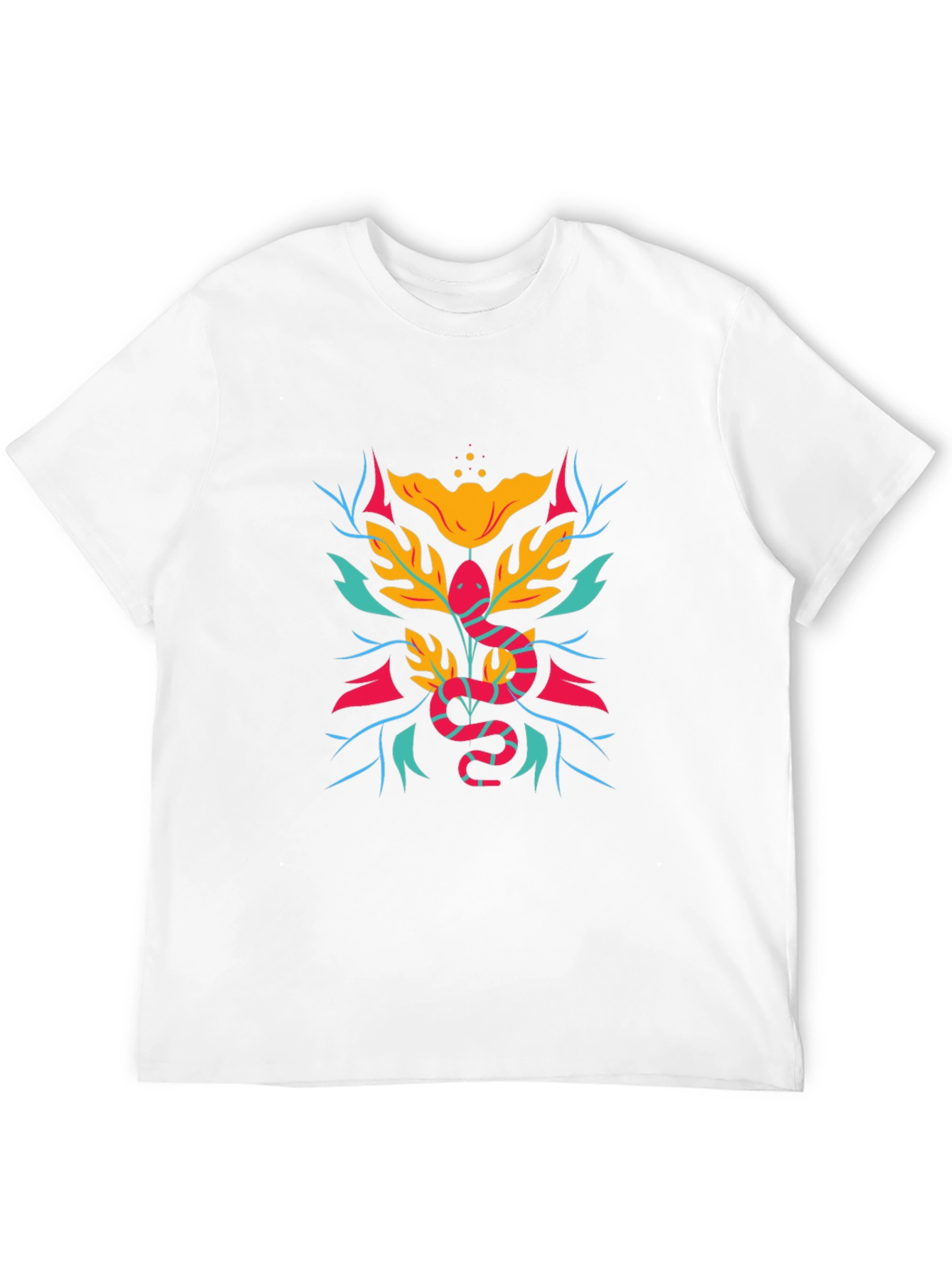 Camiseta Negra con Diseño de Serpiente Floral