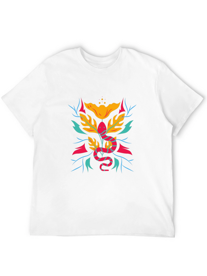 Camiseta Negra con Diseño de Serpiente Floral