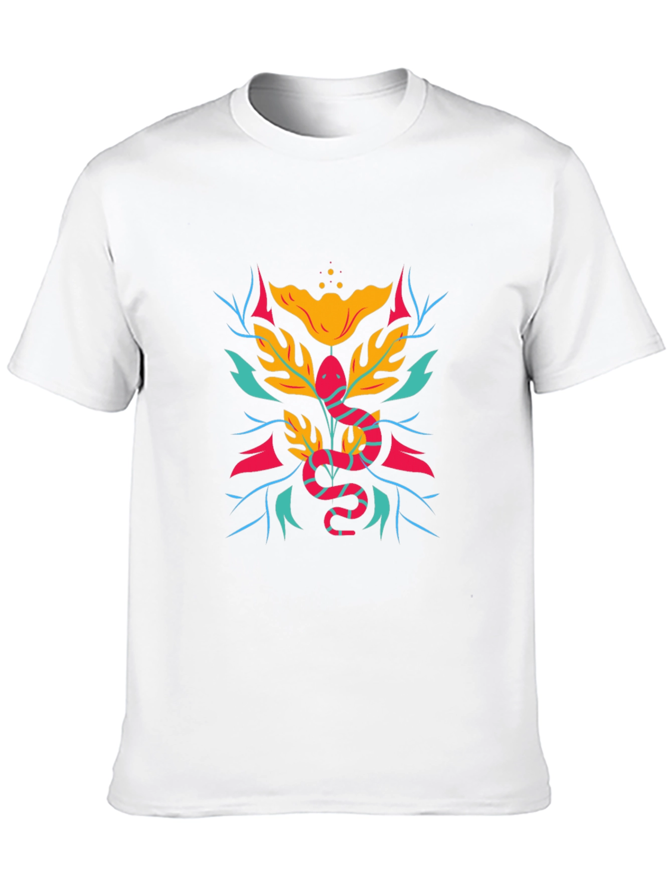 Camiseta Negra con Diseño de Serpiente Floral