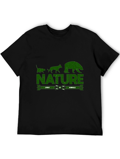 Camiseta Negra con Diseño de Naturaleza y Animales