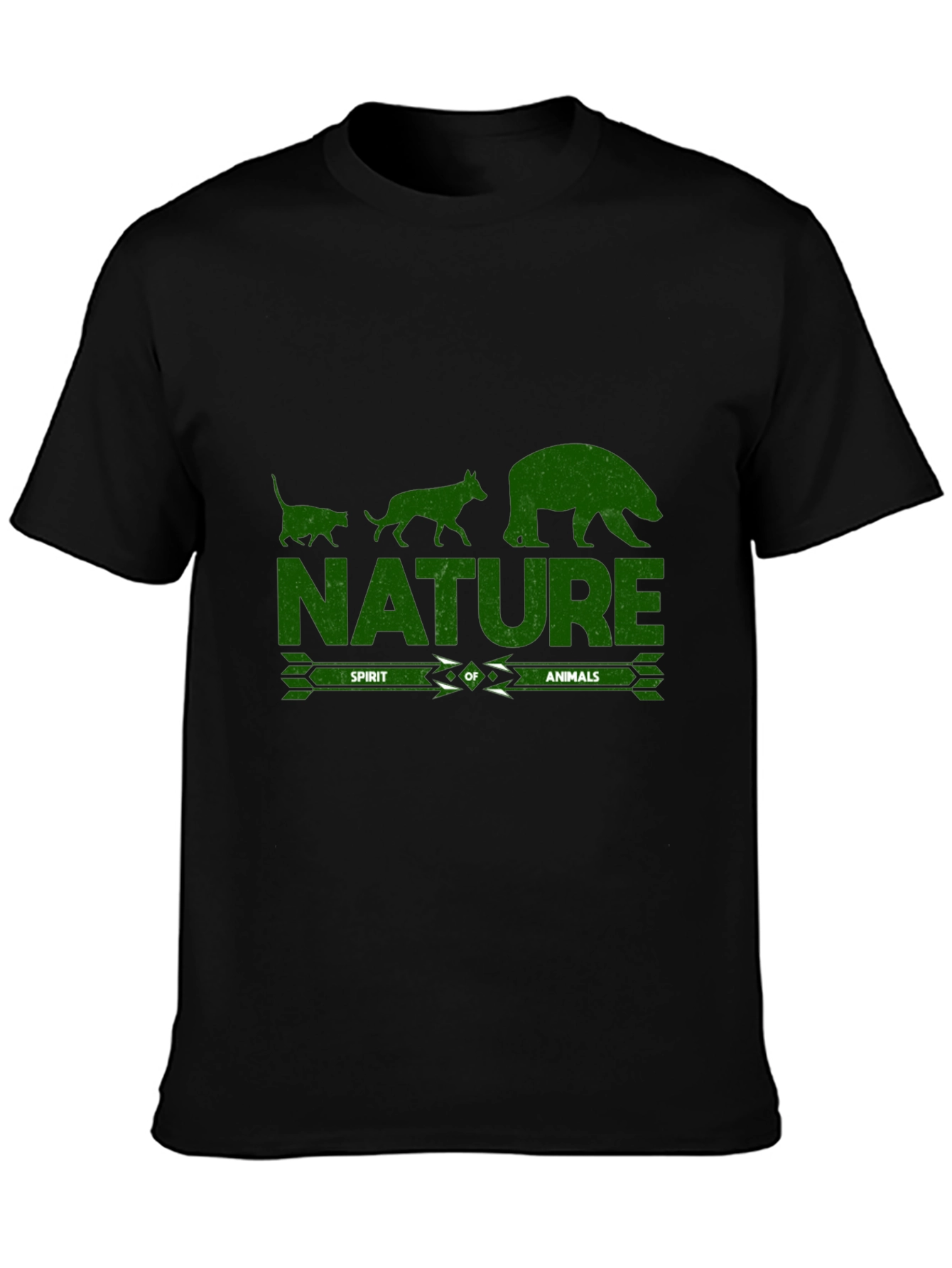 Camiseta Negra con Diseño de Naturaleza y Animales