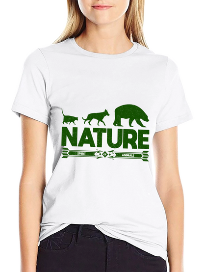 Camiseta Negra con Diseño de Naturaleza y Animales