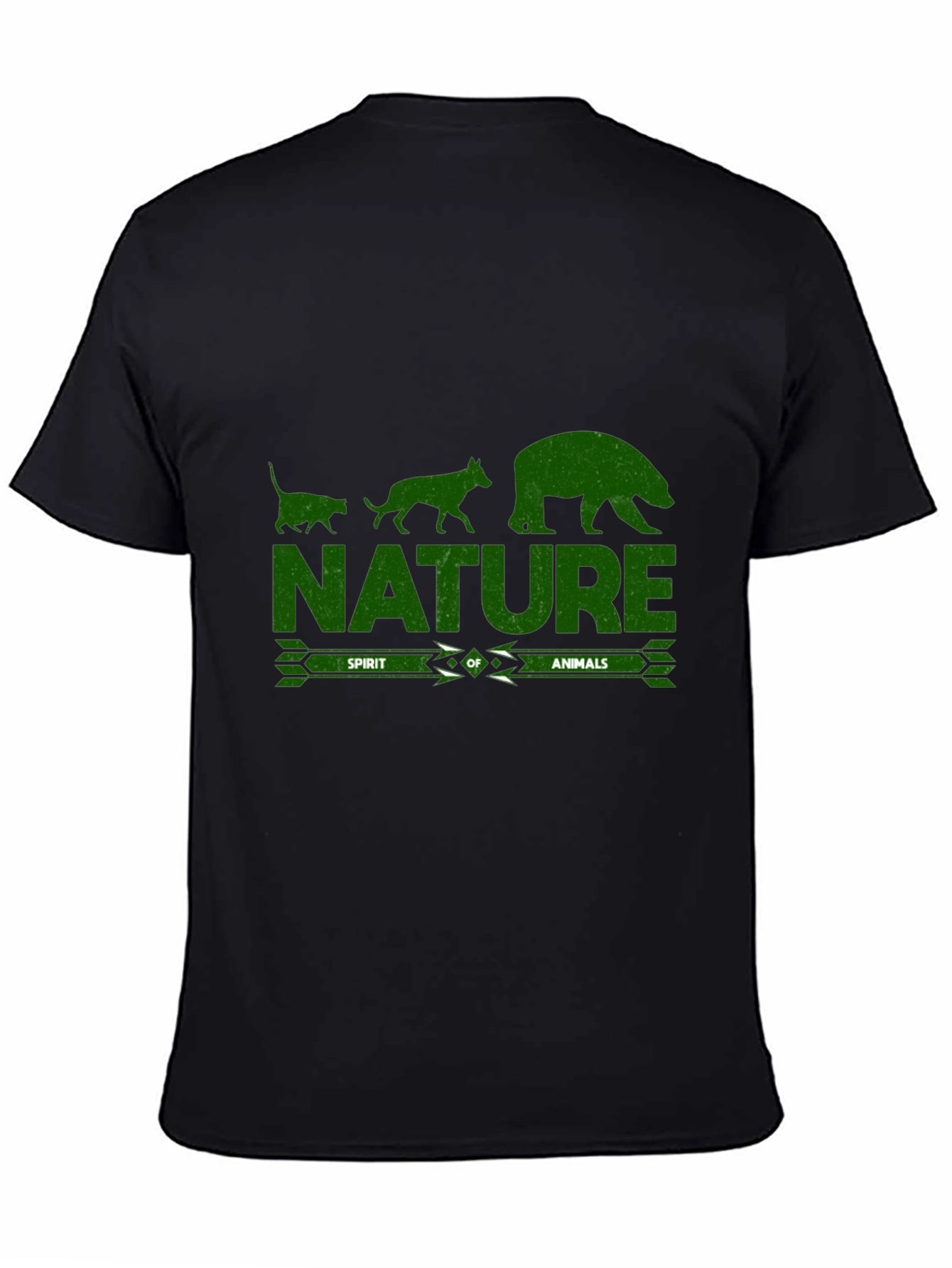Camiseta Negra con Diseño de Naturaleza y Animales