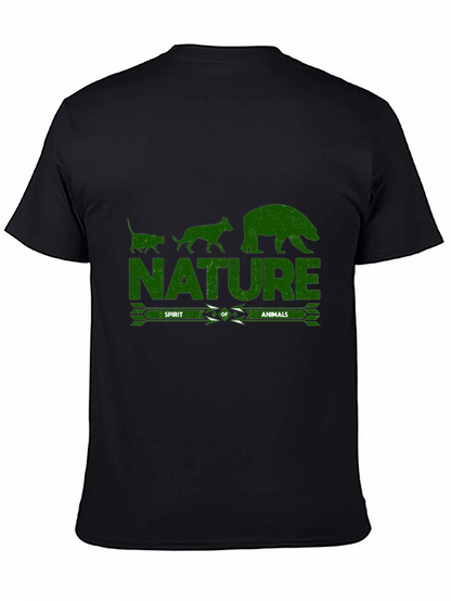 Camiseta Negra con Diseño de Naturaleza y Animales