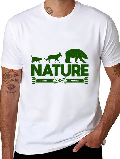 Camiseta Negra con Diseño de Naturaleza y Animales