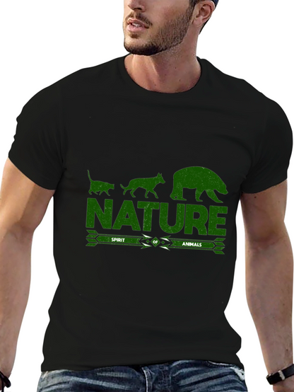 Camiseta Negra con Diseño de Naturaleza y Animales