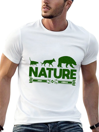 Camiseta Negra con Diseño de Naturaleza y Animales