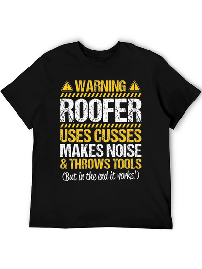 Camiseta Negra Advertencia Roofer