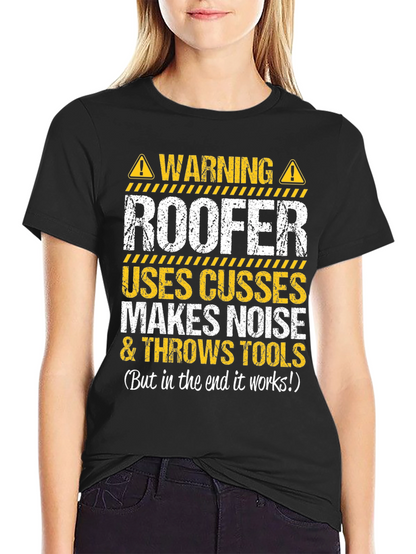 Camiseta Negra Advertencia Roofer
