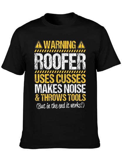 Camiseta Negra Advertencia Roofer