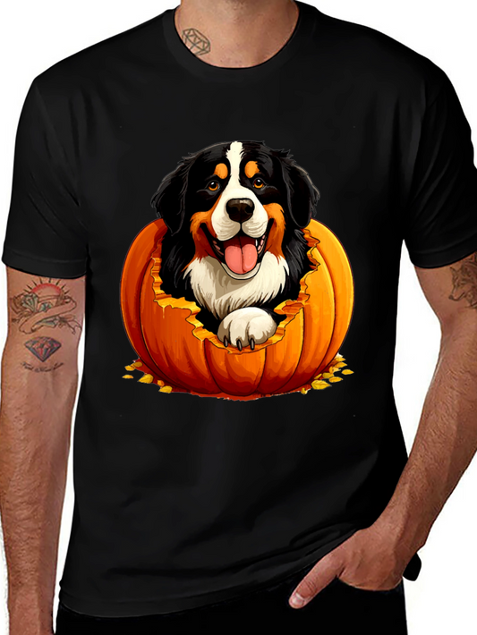 Camiseta Negra con Diseño de Perro en Calabaza
