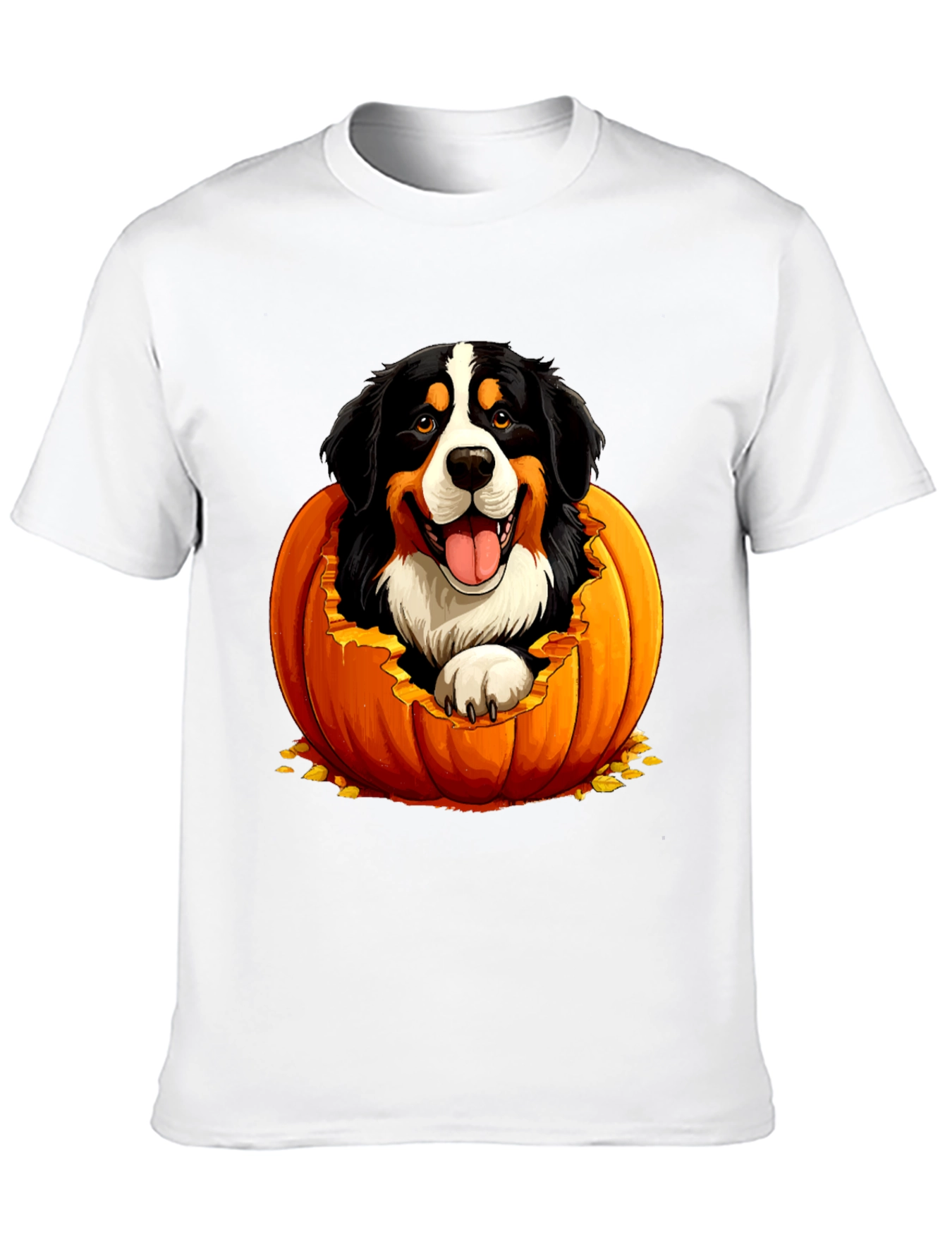 Camiseta Negra con Diseño de Perro en Calabaza