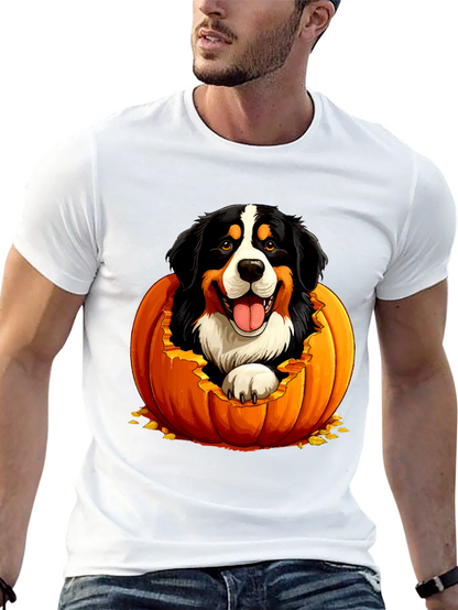 Camiseta Negra con Diseño de Perro en Calabaza