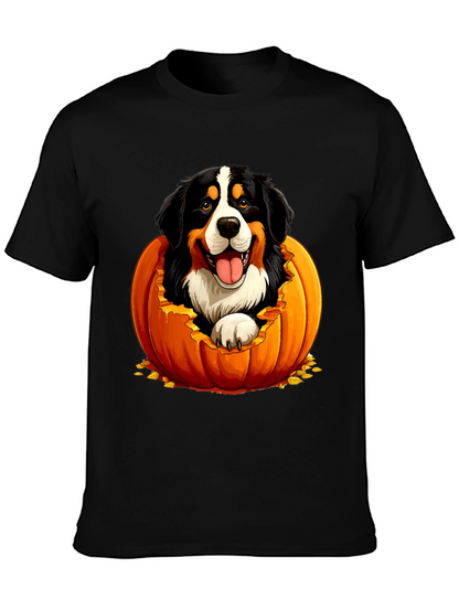 Camiseta Negra con Diseño de Perro en Calabaza