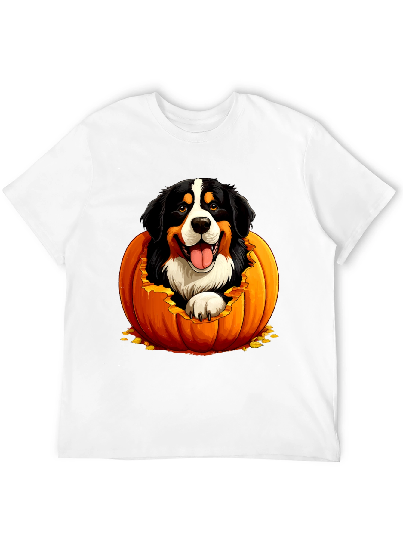 Camiseta Negra con Diseño de Perro en Calabaza