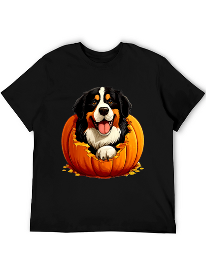 Camiseta Negra con Diseño de Perro en Calabaza