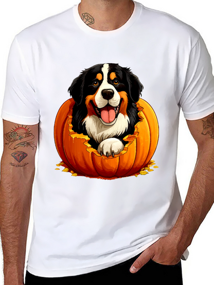 Camiseta Negra con Diseño de Perro en Calabaza