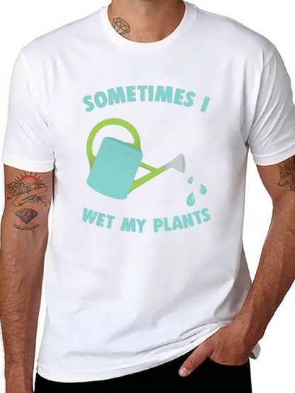 Camiseta Negra Divertida Riego Mis Plantas