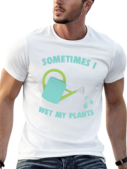 Camiseta Negra Divertida Riego Mis Plantas