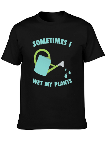 Camiseta Negra Divertida Riego Mis Plantas