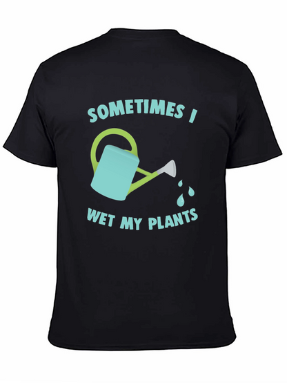 Camiseta Negra Divertida Riego Mis Plantas