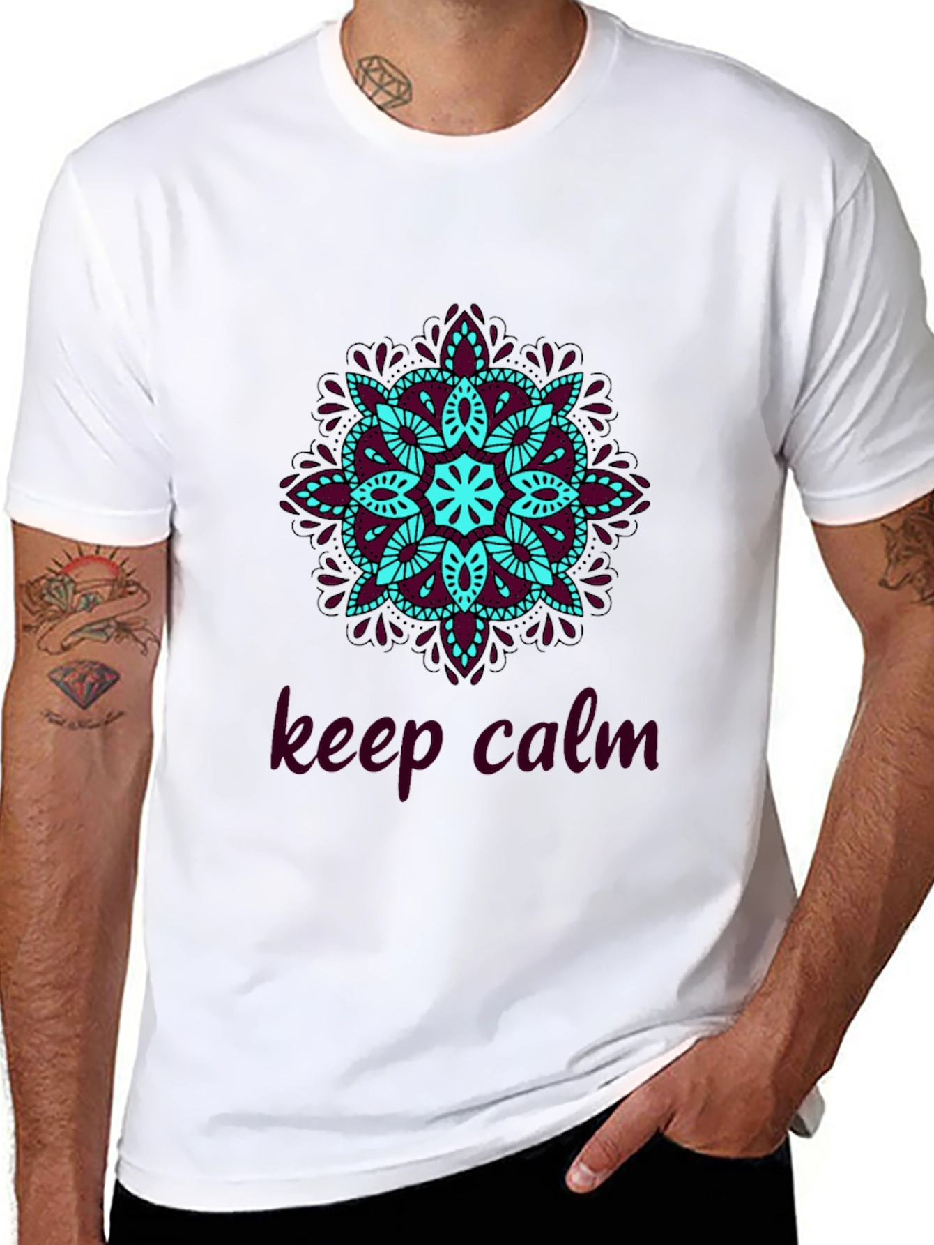 Camiseta Negra Mandala Keep Calm