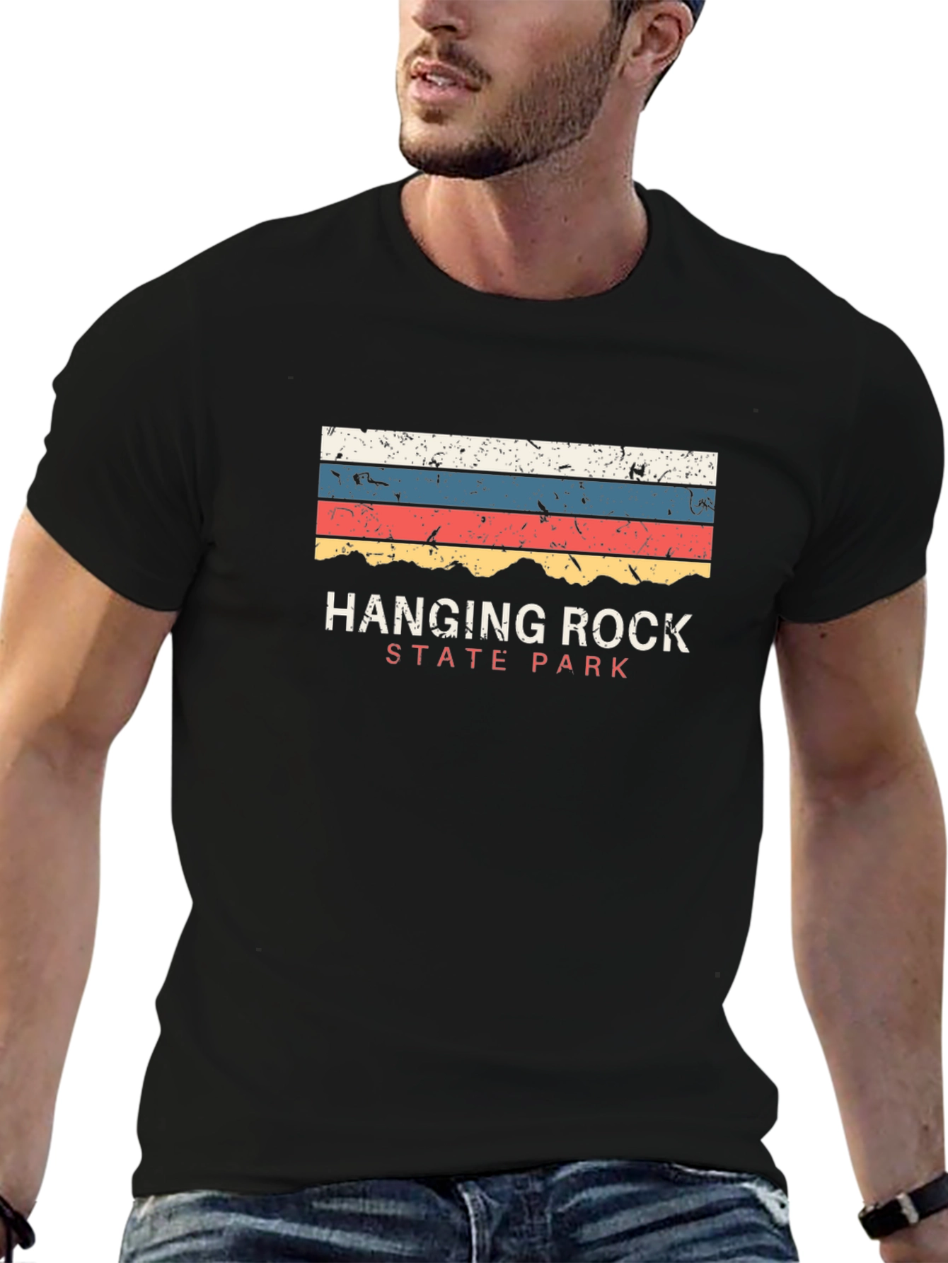 Camiseta Negra Hanging Rock State Park Retro